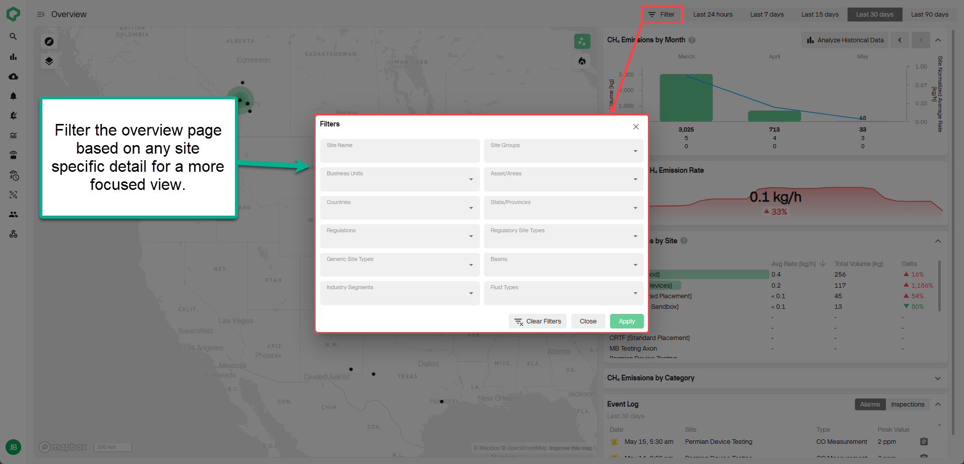 Overview Dashboard filters